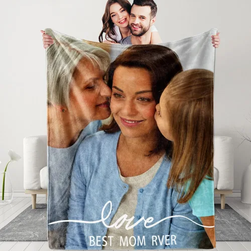 Manta personalizada para el Día de la Madre con collage de fotos, manta personalizada con fotos para mamá, abuela, esposa regalos de hija e hijo,