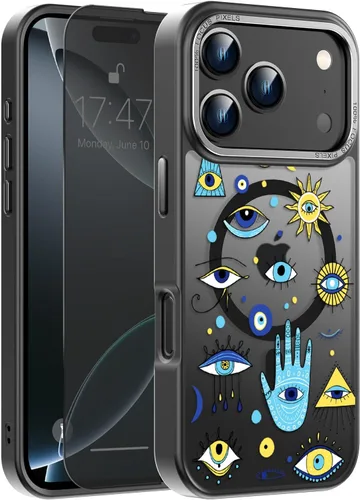 Miniatura 49 de Goodon Funda para iPhone 17 Pro con protector de pantalla de privacidad, compatible con Magsafe, a prueba de golpes, translúcida mate, bonita funda