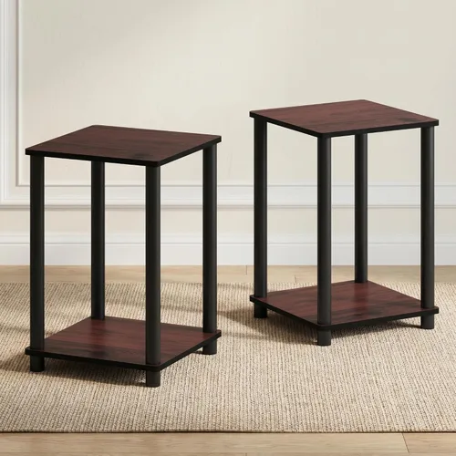 Miniatura 14 de Furinno Mesa de Noche Simplista, Mesita de Noche Pequeña de 2 Niveles con Estante Abierto, Mesa de Cabecera de Montaje sin Herramientas, Mesa