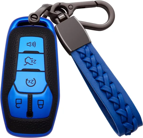 Funda para llavero Ford de TPU suave con llavero de cuero, funda protectora completa, funda de llavero inteligente para Ford Lincoln MKZ MKC MKX