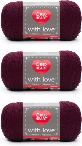 Miniatura 32 de Red Heart with Love Berry - Hilo rojo – Paquete de 3 unidades de 6.98 oz/7 onzas – Acrílico – 4 medianos (peinado) – 370 yardas – Tejido/ganchillo