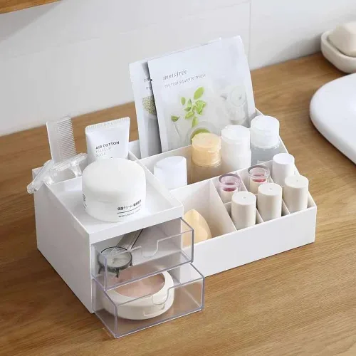 Miniatura 6 de Granvela Organizador de escritorio multifuncional Caja de almacenamiento de mesita de noche con cajones para el hogar, la oficina y la escuela