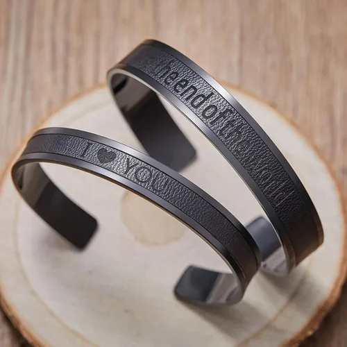 Miniatura 7 de AW BRIDAL Pulseras de acero inoxidable y cuero a juego para parejas, pulseras para mujeres y hombres, regalos de compromiso, regalos de boda