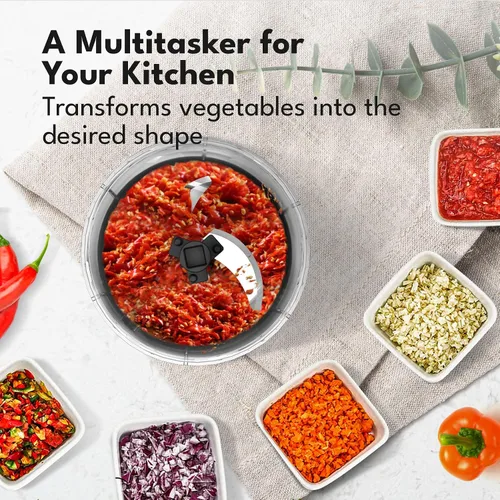 Miniatura 3 de LEBENLANG Procesador manual de alimentos y picador de cebolla, 26 onzas, incl. útil accesorio I sin BPA I Picador manual de alimentos con cuerda