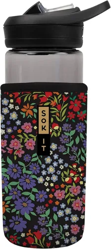 Miniatura 201 de Sok It BotlSok Funda para botella de agua con cubierta de neopreno aislante (Floral abstracto, se ajusta a CamelBak o Nalgene de 12 onzas)