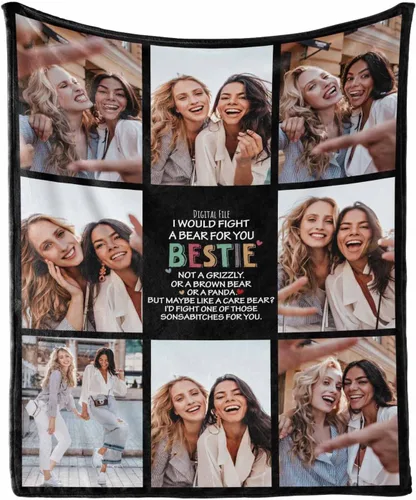Miniatura 20 de Manta de collage de fotos personalizada con mensaje de amor y nombres, manta suave para niñas y hermanas, sofá cama, 30 x 40 pulgadas