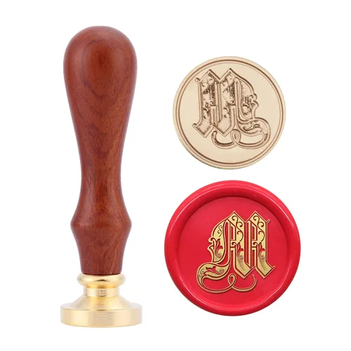 Miniatura 16 de Yoption Sello de cera del alfabeto gótico vintage, sello de cera, sello de cera para tarjeta de Acción de Gracias, sobre, envoltura de regalos