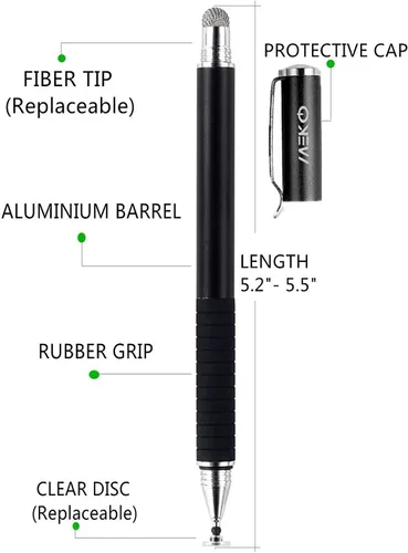 Miniatura 6 de MEKO (2 piezas) [Serie de Precisión 2 en 1] Lápiz Táctil de Disco/Stylus para Todos los Dispositivos de Pantalla Táctil Paquete con 4 Puntas