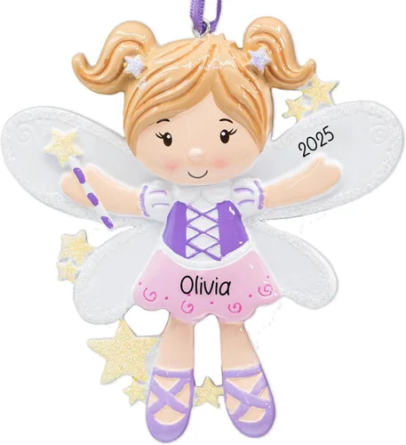Adorno de Navidad personalizado de princesa de hadas 2026 – Personalización gratuita | Hada con alas, duendecillo mágico volador para decoración del