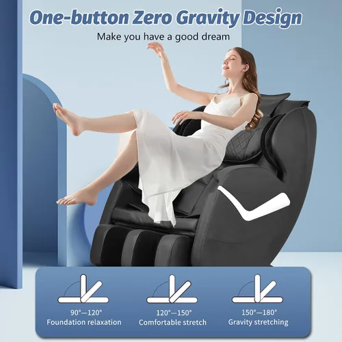 Miniatura 3 de BestMassage Silla de masaje de gravedad cero, cuerpo completo, silla eléctrica de masaje Shiatsu, reclinable con rodillos de pie, terapia de calor