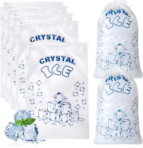Miniatura 8 de Bolsas de hielo de 8 libras con cordón, 50 bolsas de hielo para máquina de hielo, bolsas de cubitos de hielo reutilizables de alta resistencia