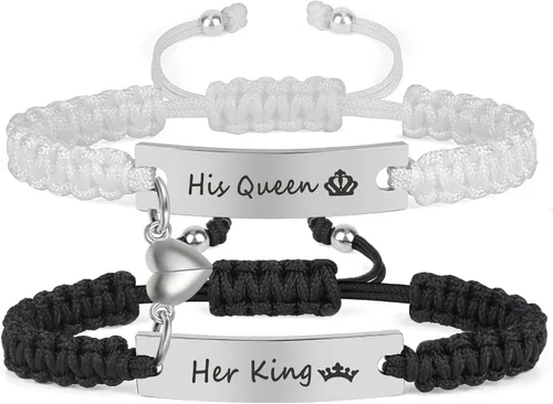 Miniatura 13 de Pulseras de pareja a juego para novio y novia, pulsera de amistad y relación para mejores amigos, pulseras ajustables de estiramiento de joyería