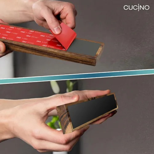 Miniatura 3 de Portacuchillos magnético para pared, 10" no requiere perforación, incluye cinta autoadhesiva, extra fuerte para sujetar cuchillos – Tira magnética
