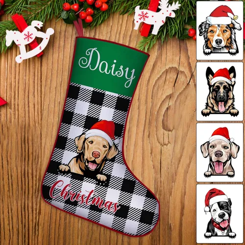 Miniatura 30 de Medias de Navidad de raza de perro personalizadas con texto de nombre, regalos de decoración de calcetines de Navidad personalizados para perros