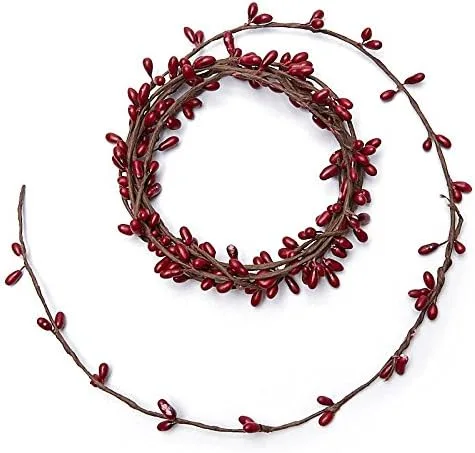 Miniatura 5 de Guirnalda artificial de una sola enredadera de arándano rojo con bayas rústicas, decoración de casa de campo para arreglos de mesa, chimenea