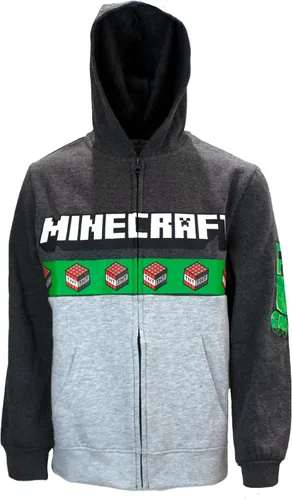 Miniatura 2 de Minecraft Creeper - Conjunto de 3 piezas para niños, sudadera con capucha y cremallera, camiseta de manga corta y pantalones deportivos
