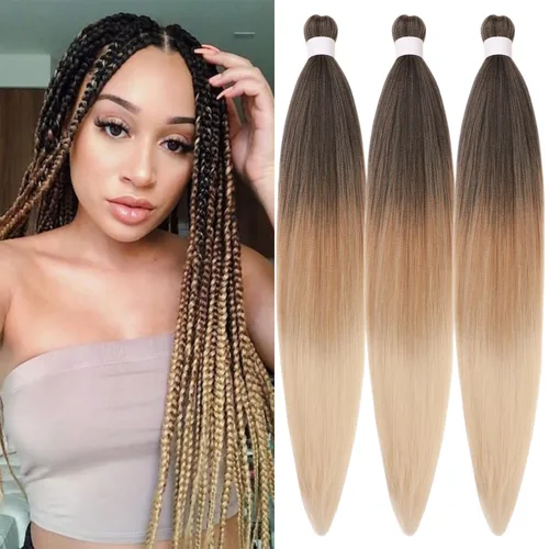 Miniatura 22 de Cabello trenzado verde azulado preestirado, hipoalergénico, sintético, color azul aguamarina, para trenzas y giros, extensiones de cabello largo