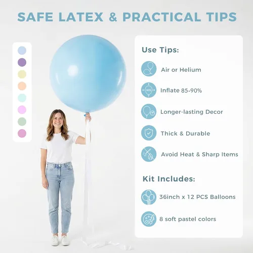 Miniatura 7 de LovesTown 12 globos grandes pastel, globos gigantes de látex de 36 pulgadas para decoración de bodas, fiestas y festivales (paquete de 2)