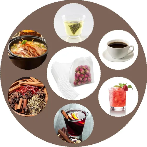 Miniatura 6 de 100 bolsas de té vacías desechables, bolsas de té sueltas para té de hojas sueltas, bolsas de té de malla reutilizables con cordón para café