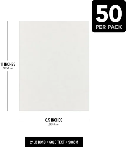 Miniatura 7 de Papel de pergamino blanco polar – Ideal para certificados, menús e invitaciones de boda Bond de 24 libras, texto de 60 libras, 90 GSM, escritura