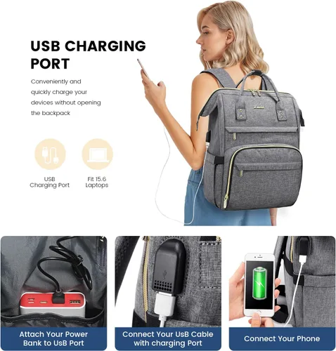 Miniatura 3 de LOVEVOOK - Mochila para laptop para mujer de 15.6 pulgadas, mochila de trabajo para mujer para profesoras y enfermeras, mochila para computadora