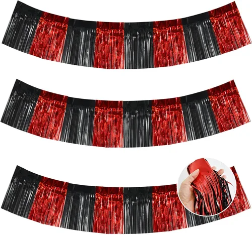 Miniatura 35 de BEISHIDA 3 Paquetes de Guirnalda de Flecos de Lámina Metálica Arcoíris Oscuro para Colgar en la Pared, Banderas de Oropiel para Halloween, Flotas