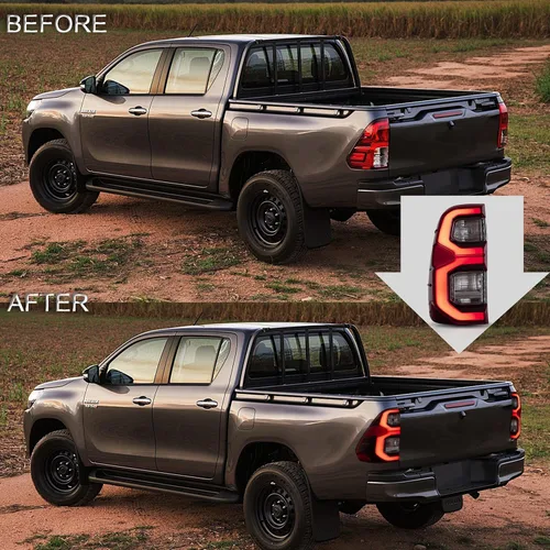 Miniatura 4 de VLAND Conjunto de luces traseras para Toyota Hilux 2015-2020 Base, Chasis, Doble Cab, SR, DLX (no para Tonka), lámpara trasera con DRL, señal