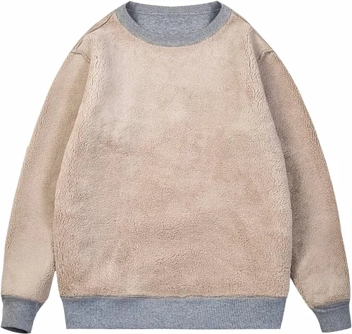 Miniatura 2 de MAGCOMSEN Sudaderas con forro de sherpa para hombre, sudadera básica de invierno con cuello redondo