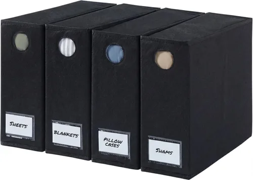 Miniatura 7 de Paquete de 4 organizadores de sábanas, organizador plegable para armario de lino, tamaño King y Queen, carpeta con ventana XL, manta, edredón y 02