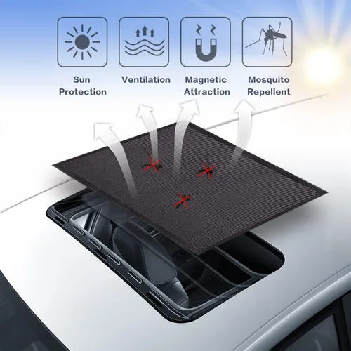 Miniatura 4 de Parasol magnético de malla para techo de coche, red magnética de protección solar, cubierta de techo de coche, pantalla magnética de techo con malla