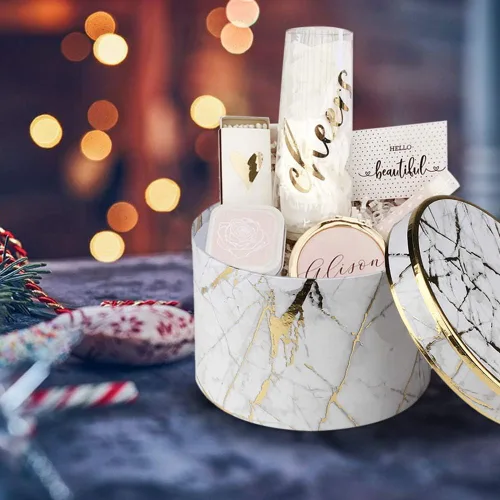 Miniatura 2 de Briful Cajas de regalo redondas con tapas, juego de 4 cajas de regalo de mármol blanco de varios tamaños, cajas de regalo para regalos de Color #14