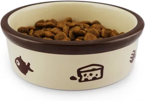 Miniatura 4 de TTCAT Cuenco de cerámica para gatos, bonito patrón de dibujos animados, cuenco básico, platos pequeños de alimentación de mascotas para gatos, Tazón