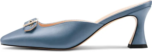 Miniatura 2 de Zapatos de tacón medio con punta cuadrada para mujer, con hebilla sin cordones, básica, clásica, de 2.6 pulgadas