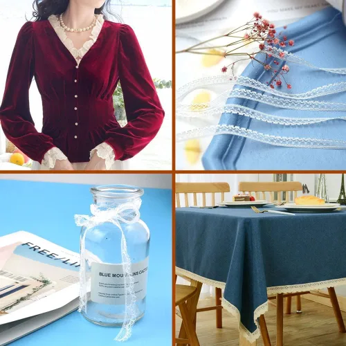 Miniatura 5 de 60 yardas, 12 rollos de cinta de encaje blanca con varios patrones de ganchillo y costura, diseños florales vintage, ideal para bricolaje, envoltura