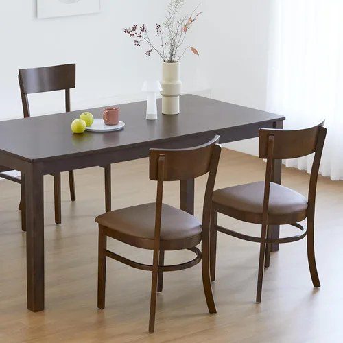 Miniatura 9 de Livinia Mint - Juego de 2 sillas de comedor, asiento tapizado de piel sintética de roble malasio sólido, sillas laterales rectas (nogal)