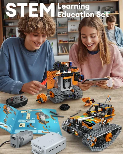 Miniatura 4 de Opmind Kit de Construcción de Control Remoto STEM 5 en 1, Set de Proyectos de Bloques Erector de 392 Piezas, Juguetes para Niños de 8 a 12 Años