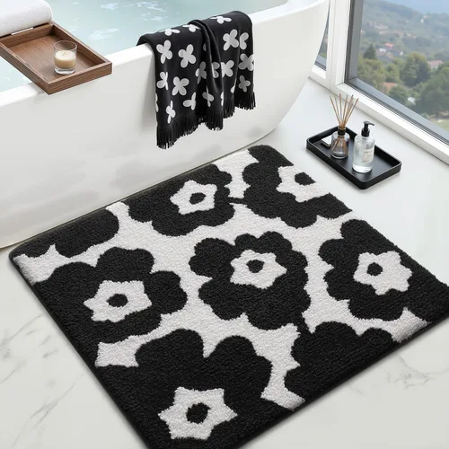 Miniatura 38 de LUMI Alfombra cuadrada de baño de playa, antideslizante, de secado rápido, ultra suave, lavable, absorbente, alfombra de baño con tema mar oceánico