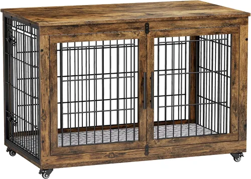 Miniatura 20 de Lulive Muebles de Jaula Grande para Perros, Mesa Auxiliar de Jaula para Perros de Madera de 38'', Perrera para Perros de Doble Puerta