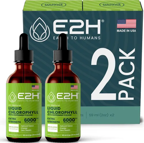Miniatura 7 de E2H - Gotas líquidas de clorofila, estimulante de energía natural, apoyo al sistema inmunológico y desodorante interno, sabor a menta, 2 onzas