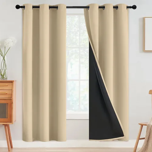 Miniatura 104 de SimpleHome - Cortinas opacas 100% para recámara, cortinas de ventana con ojales beige, con aislamiento térmico, cortinas de oscurecimiento