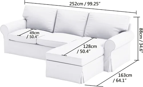 Miniatura 4 de Solo funda para sofá. Sofá de dos plazas Ektorp de algodón denso (2 plazas) con funda de repuesto para tumbona compatible con la funda de sofá