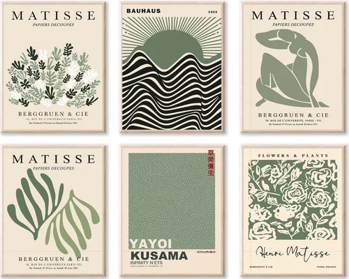 Miniatura 21 de KBKBART Matisse - Impresiones artísticas para pared, póster abstracto de arte de pared de Matisse, negro y beige, línea de cuerpo para mujer, hojas