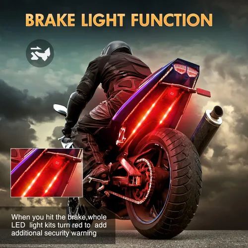 Miniatura 5 de Nilight Juego de 8 tiras de luces LED RGB para motocicleta, luces de atmósfera impermeables de neón multicolor con control remoto inteligente