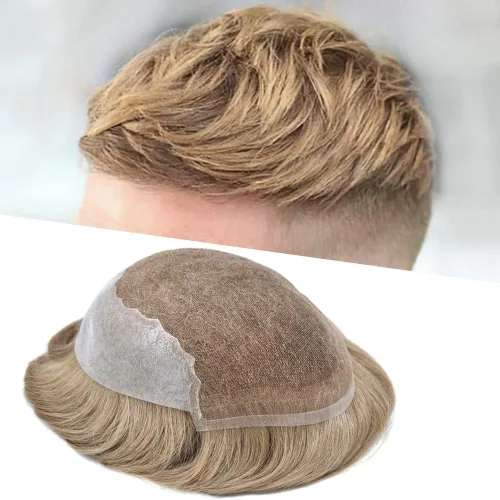 Miniatura 136 de Toupee - Sistemas de reemplazo de cabello para hombre, encaje frontal suizo, nudo blanqueado, pieza de cabello humano natural 1# negro azabache, 8 x
