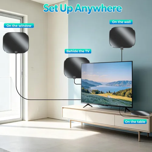 Miniatura 2 de 2026 Upgraded Indoor TV Antenna for Smart TVs, 5000+ Miles Range Digital Antenna for Local Channels, 4K 8K 1080p HD Antenna with Signal Booster &