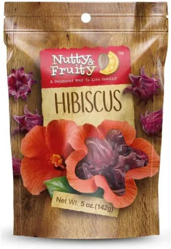 Nutty & Fruity - Flor de hibisco seca y comestible, aperitivo saludable, sin OMG, vegano, sin gluten (5 onzas)