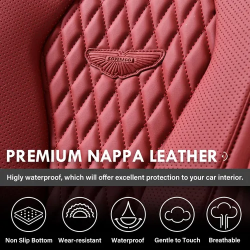 Miniatura 5 de Coverado Fundas de Asiento, Fundas de Asiento de Coche para Asientos Delanteros, Funda de Asiento de Coche Roja, Fundas de Asiento de Coche Rojo