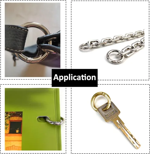Miniatura 5 de 10 piezas de clips de mosquetón redondos con resorte, anillos en O, cierres de gatillo, hebillas de presión para llavero, costura, fabricación