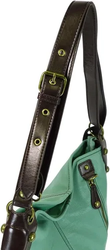 Miniatura 7 de Chala Bolsos de mano, estilo casual, suave, grande hombro o bolso cruzado con llavero, color verde azulado, Búho