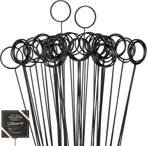 Hotop 30 Piezas Soporte de Tarjetas Florales con Púas de Alambre de Metal para Tarjetas de Lugar, Soporte de 13.4 Pulgadas para Fotos y Notas, Clip